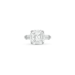Anillo de Esmeralda Brillante Blanco / D color VVS de 3 Quilates con Corte Assher