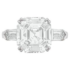 Anillo de Esmeralda Brillante Blanco / D color VVS de 3 Quilates con Corte Assher