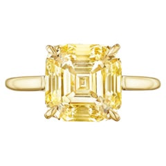 3 Carat Assher Cut Statement Fancy Yellow  Sunlit Royal Radiance Diamond Ring