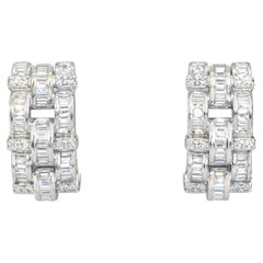 3 Carat Baguette Diamond Huggie Earrings
