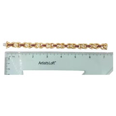 3 Carat Baguette Rubies Diamond Yellow Gold Chain Bracelet