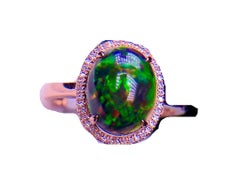 3 Carat Black Opal Ring 18 Karat Rose Gold