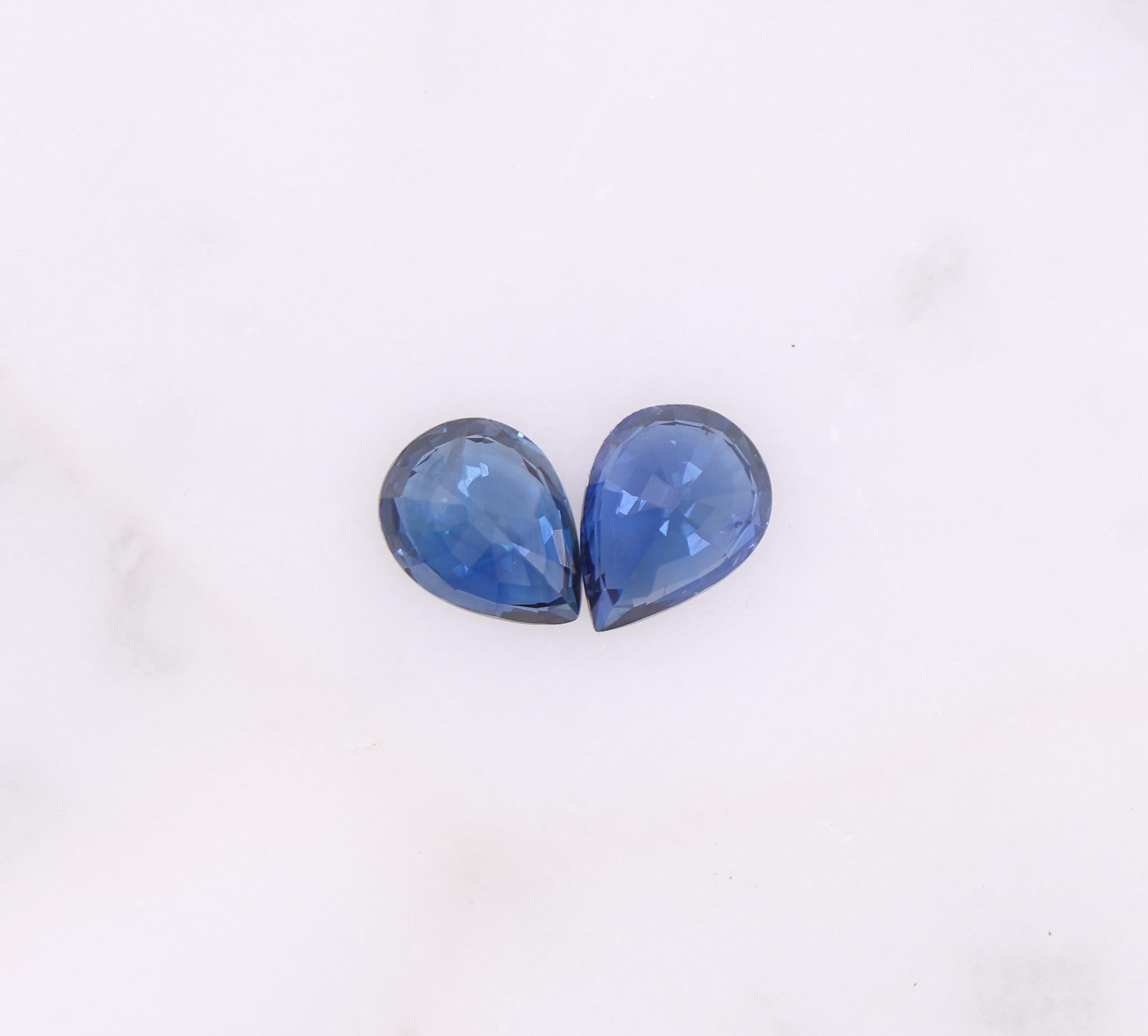 Saphir bleu 3 carats, pierre précieuse non sertie en forme de poire, 8 x 6 mm en vente 5