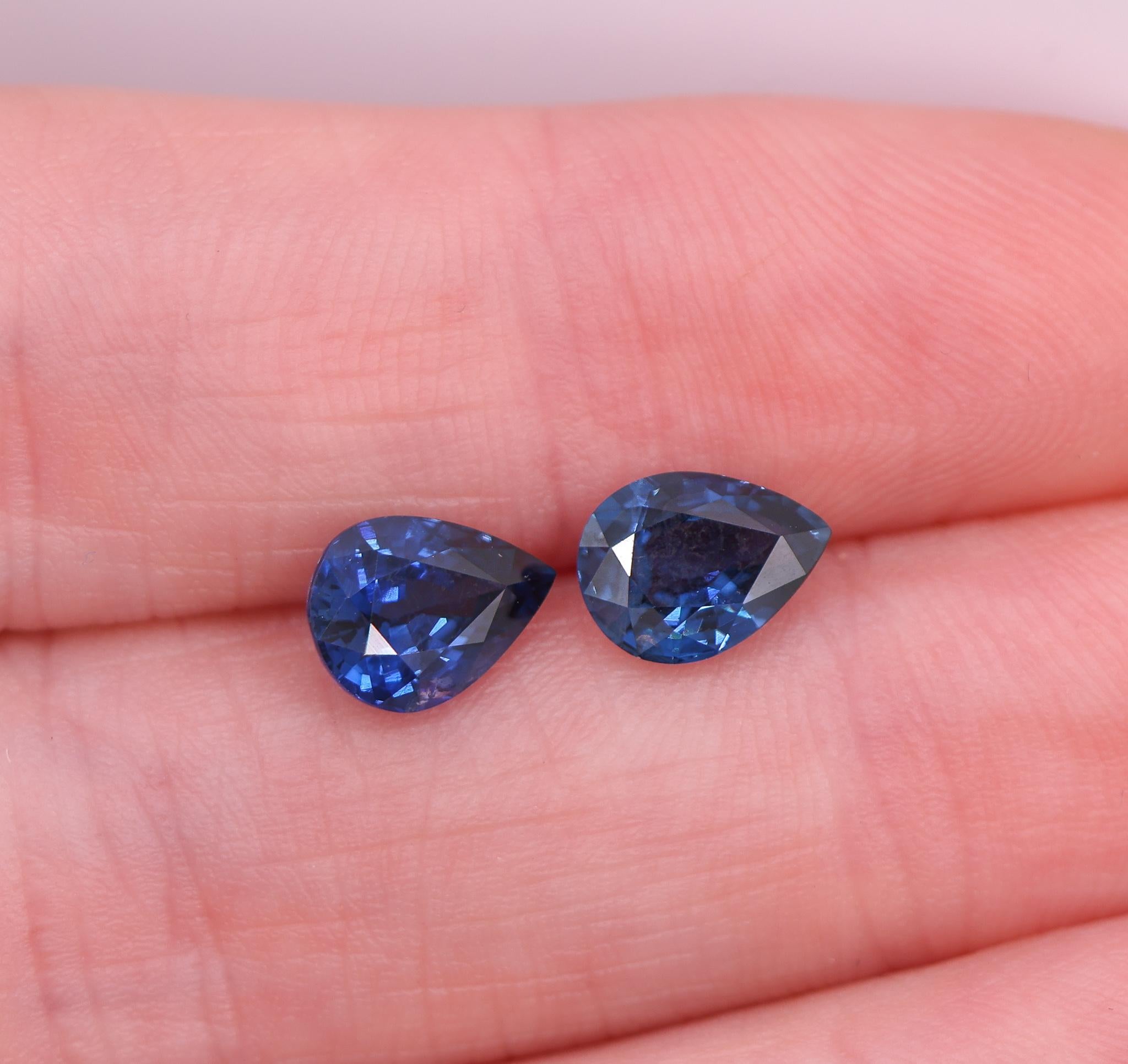 Saphir bleu 3 carats, pierre précieuse non sertie en forme de poire, 8 x 6 mm Pour femmes en vente