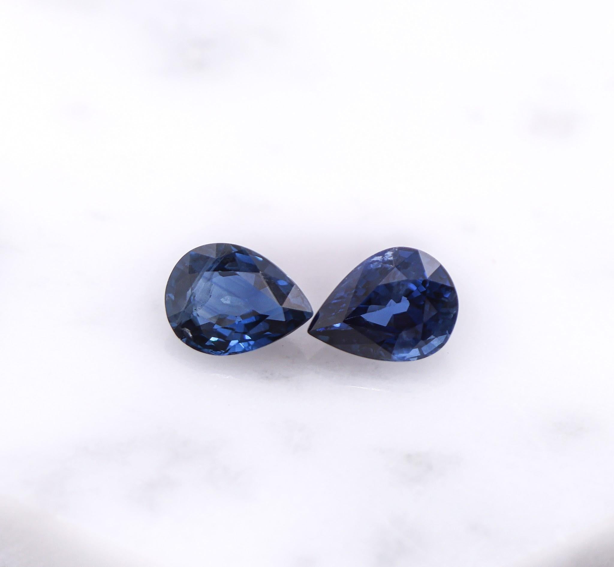 Saphir bleu 3 carats, pierre précieuse non sertie en forme de poire, 8 x 6 mm en vente 1