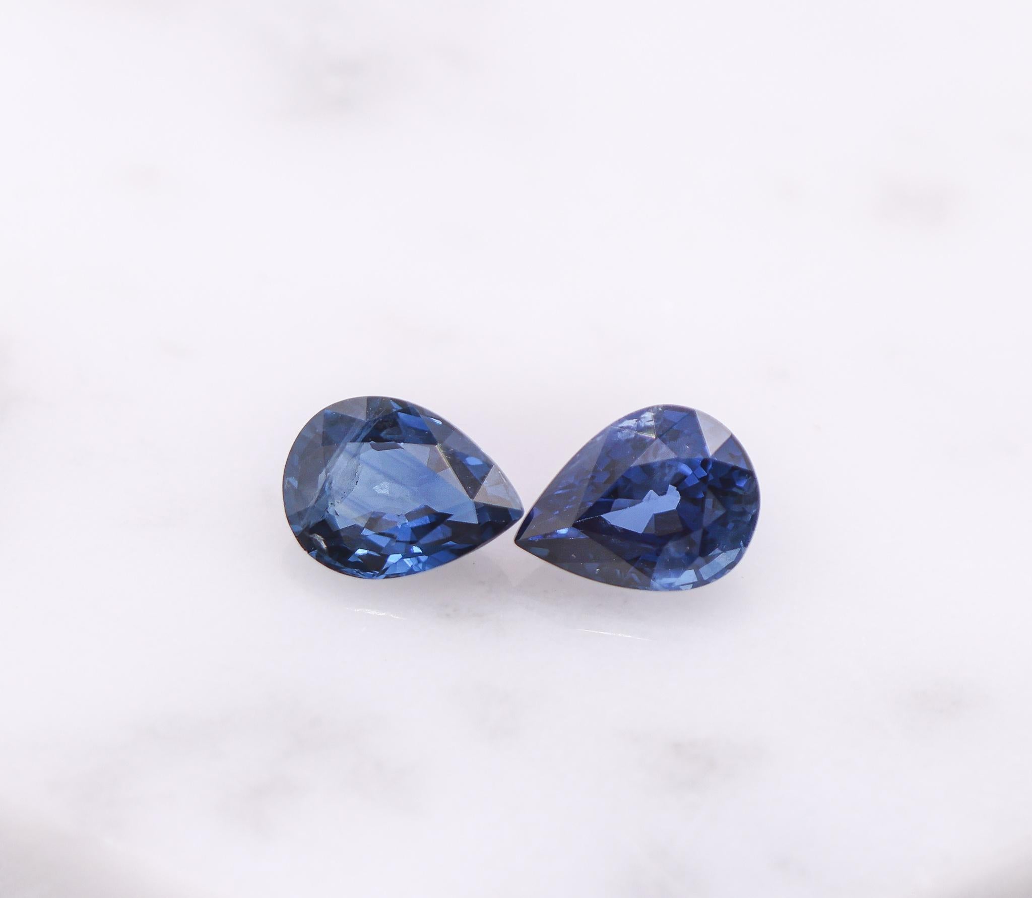 Saphir bleu 3 carats, pierre précieuse non sertie en forme de poire, 8 x 6 mm en vente 2