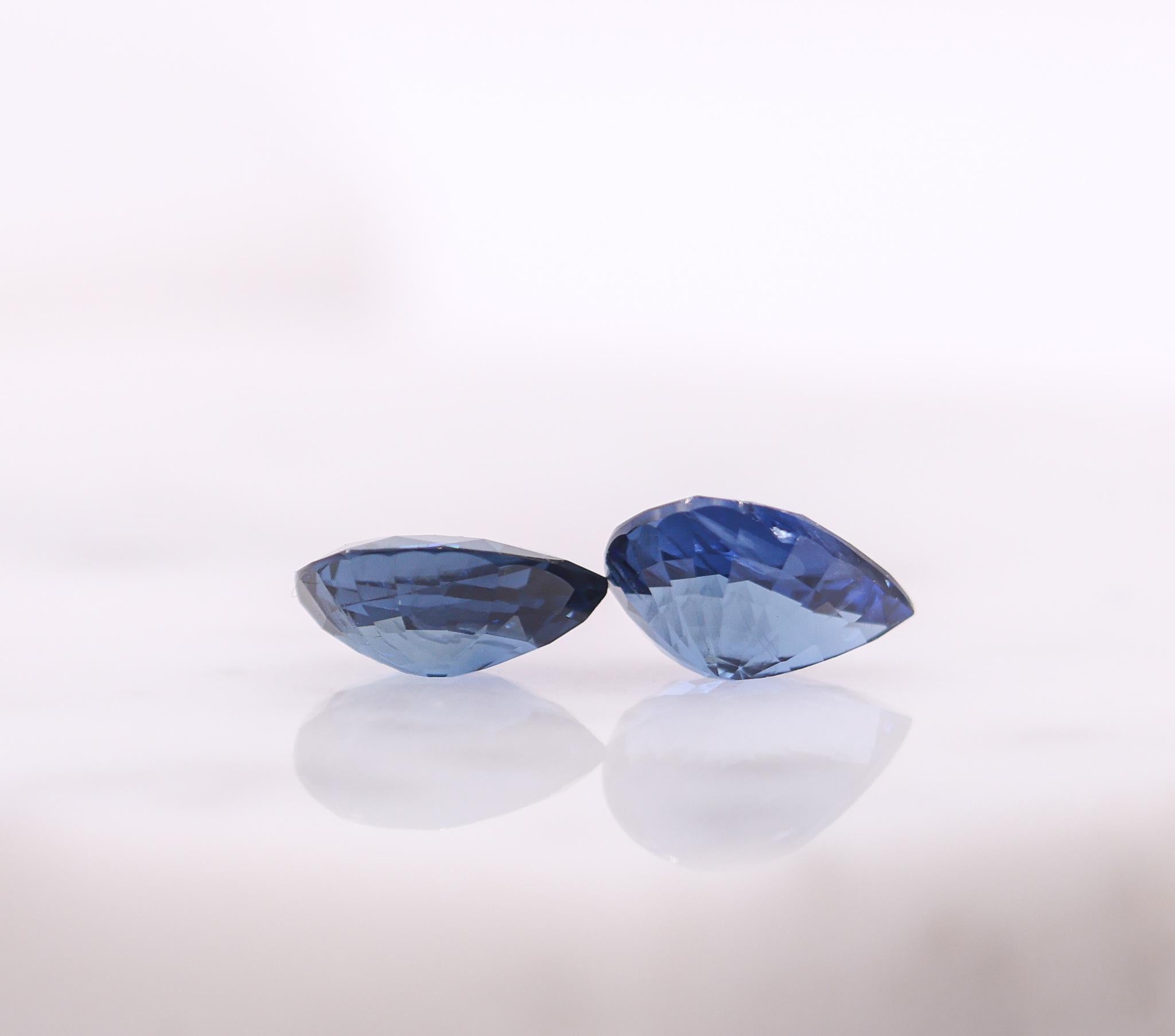 Saphir bleu 3 carats, pierre précieuse non sertie en forme de poire, 8 x 6 mm en vente 4