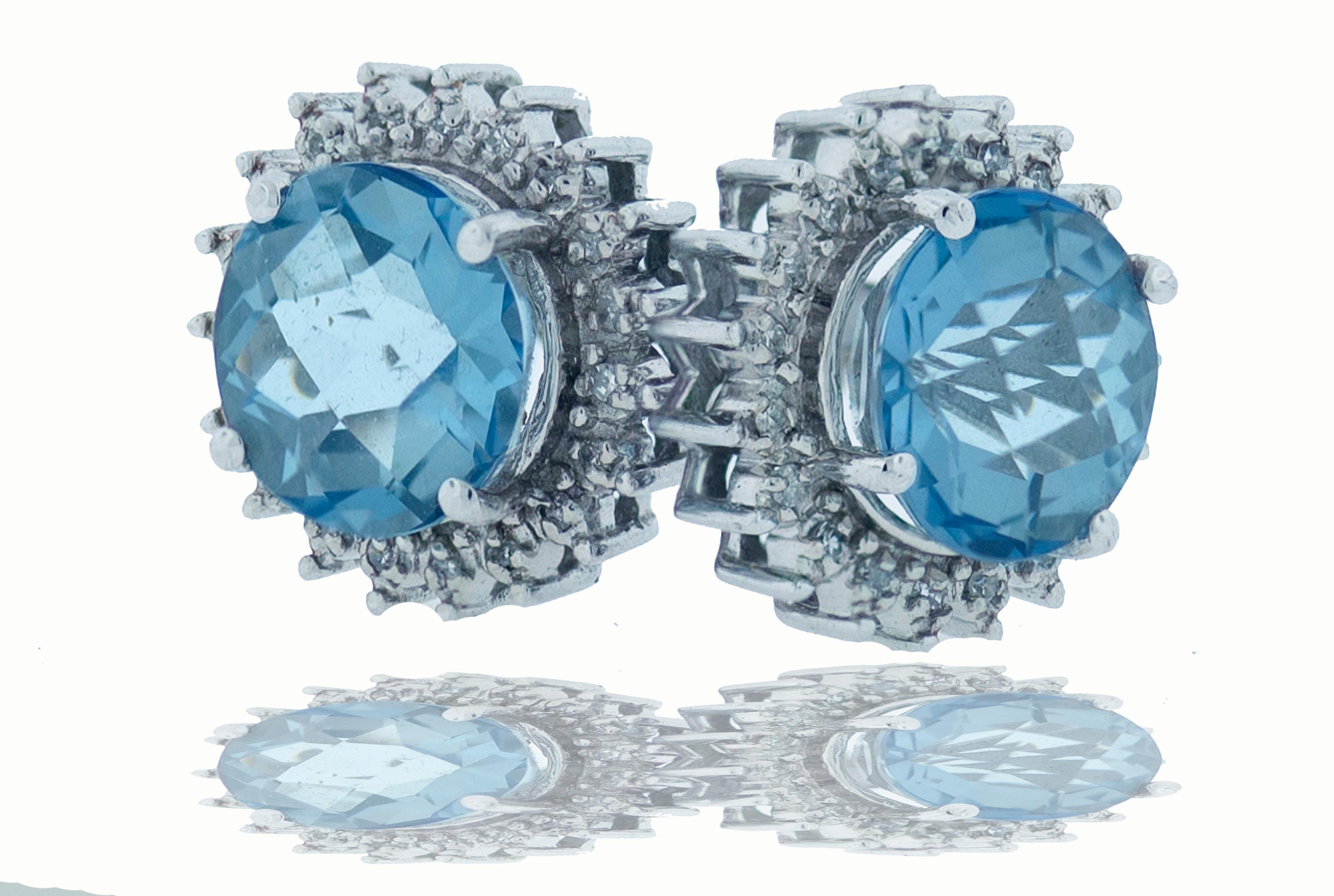 3 carat blue topaz earrings in...