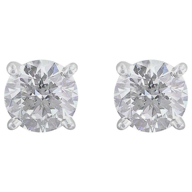 3 Carat Cartier Diamond Stud Earrings For Sale at 1stDibs