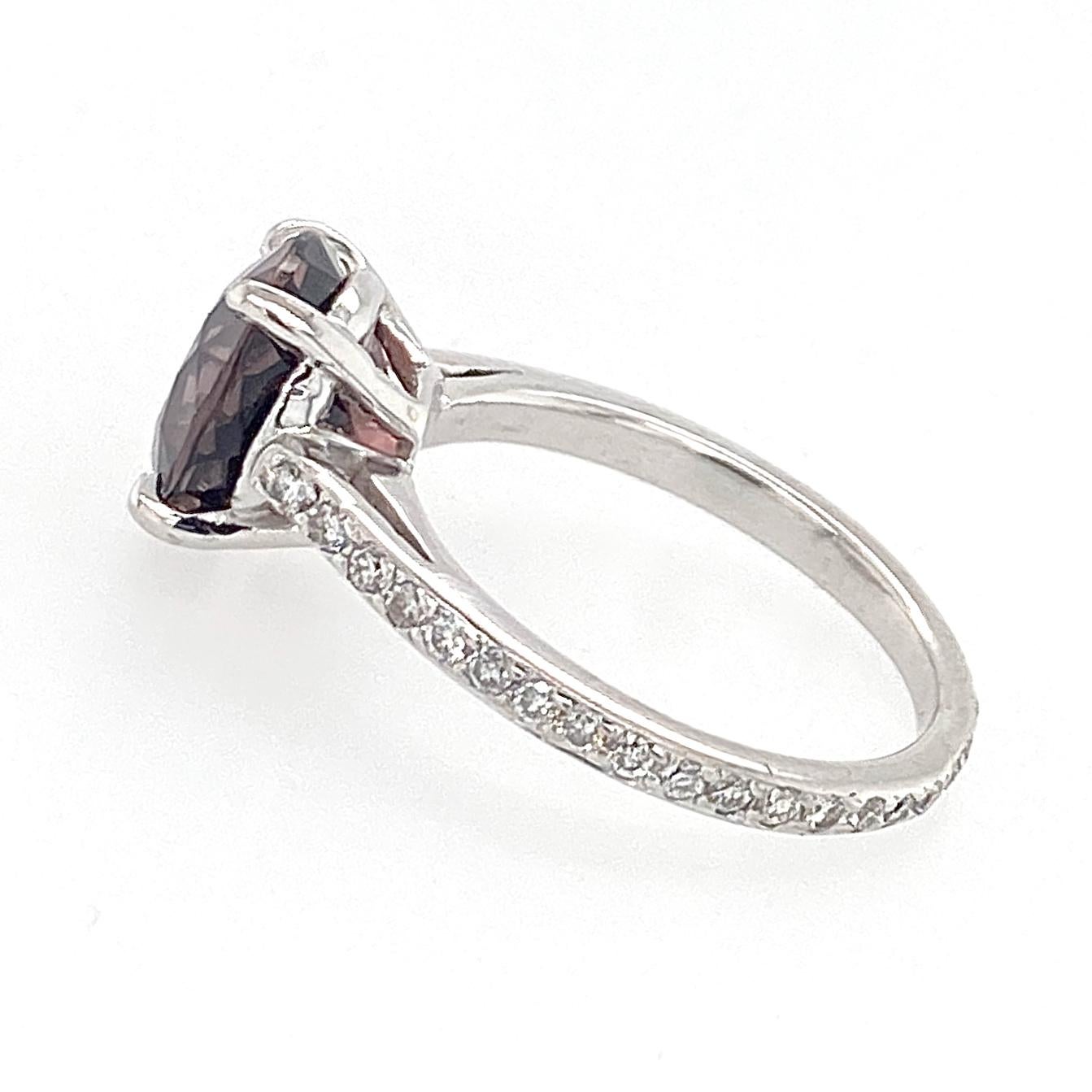 3.2 Carat Chocolate Pink Tourmaline Set in Diamond & White Gold Ring 1