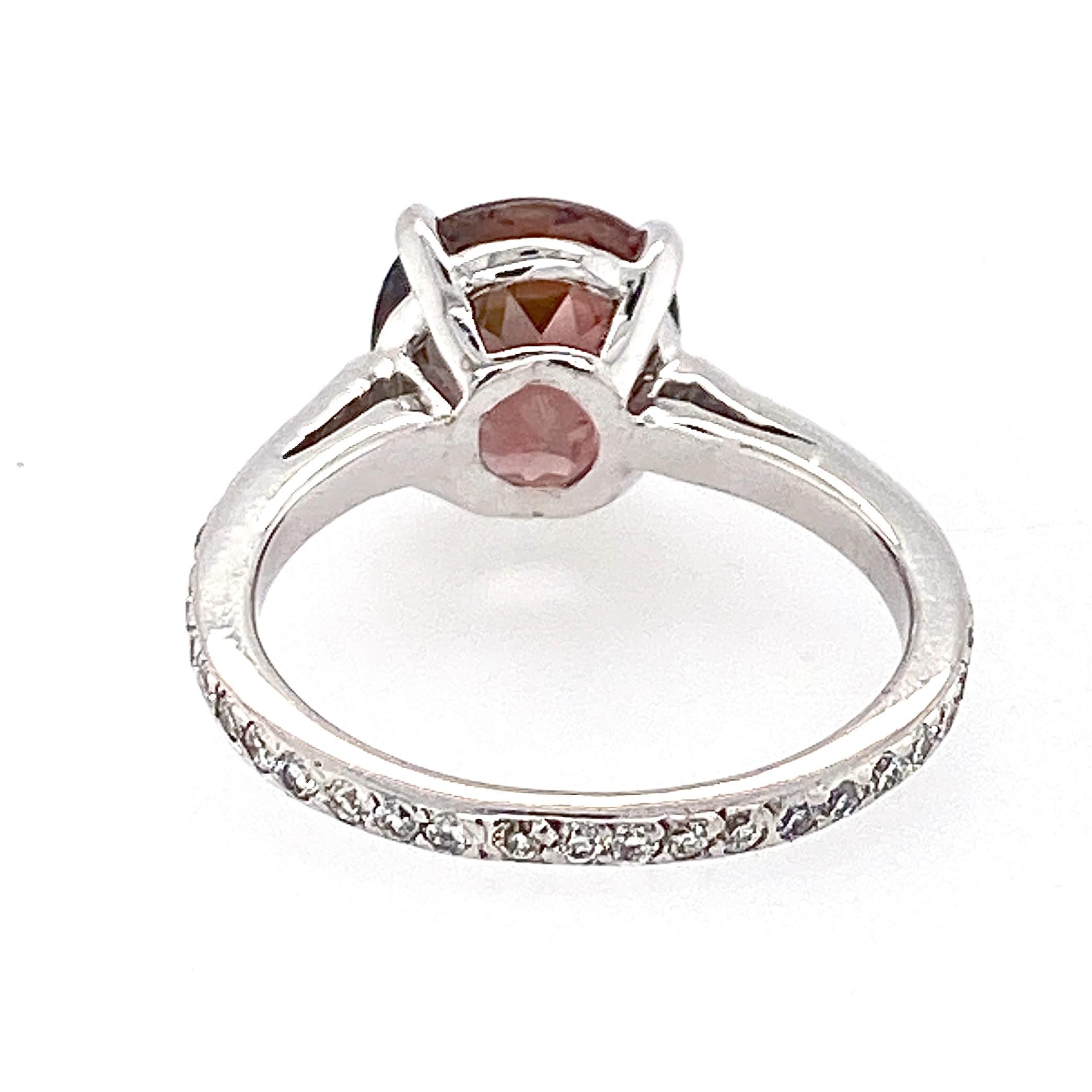 3.2 Carat Chocolate Pink Tourmaline Set in Diamond & White Gold Ring 3