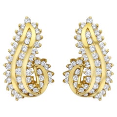 Pendientes Racimo de Diamantes 3 Quilates Oro Amarillo 14k