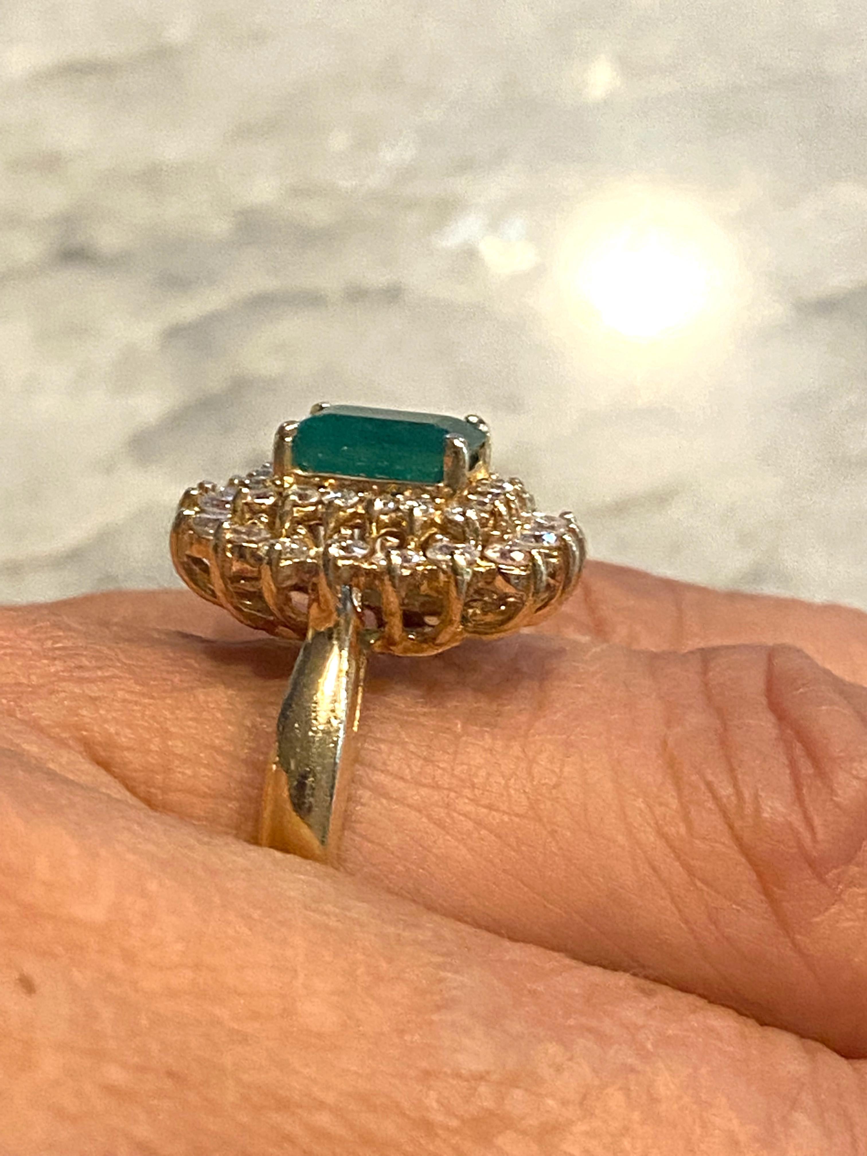 3 Carat Colombian Emerald and 1.25 Carat Diamond Cocktail Ring 3