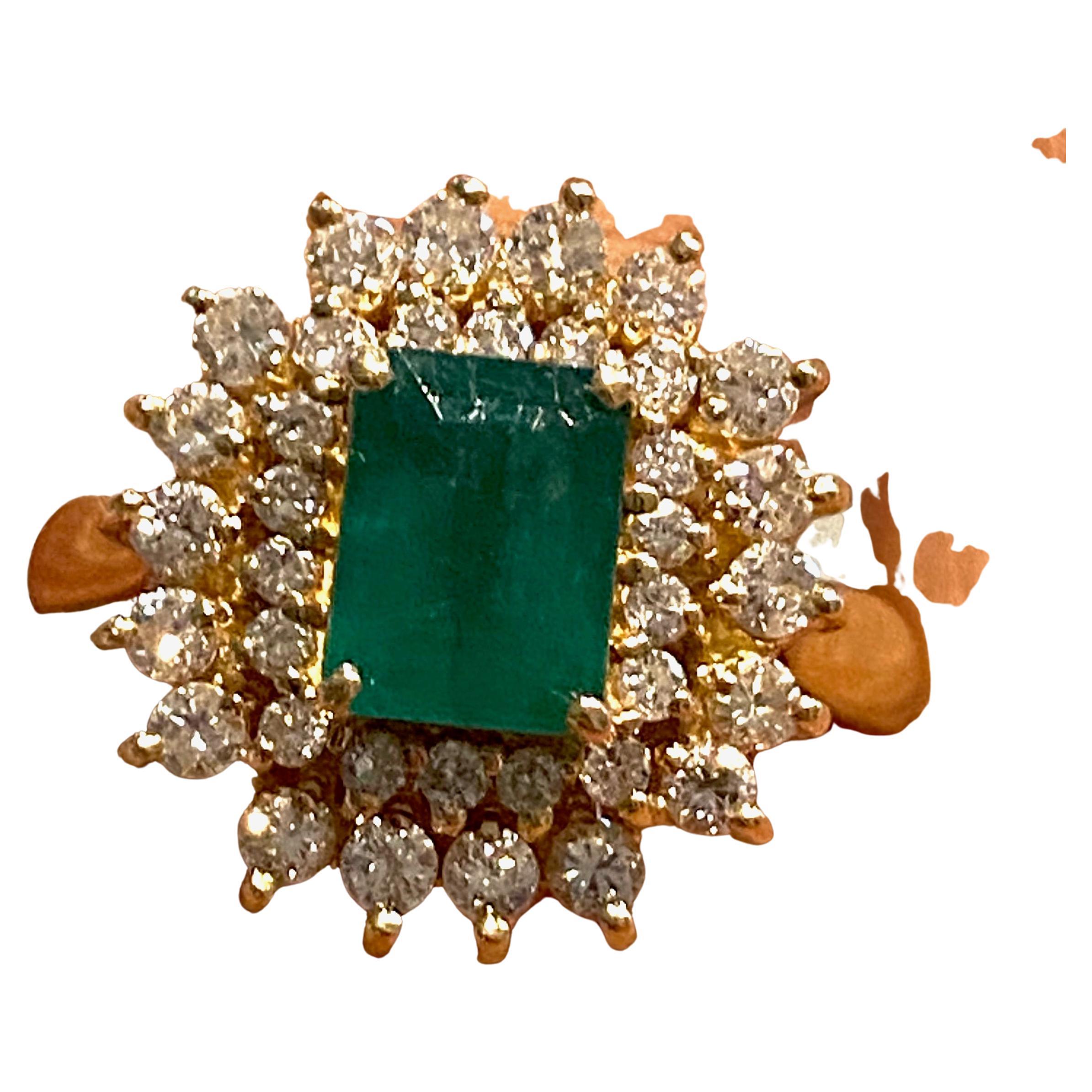 3 Carat Colombian Emerald and 1.25 Carat Diamond Cocktail Ring 1