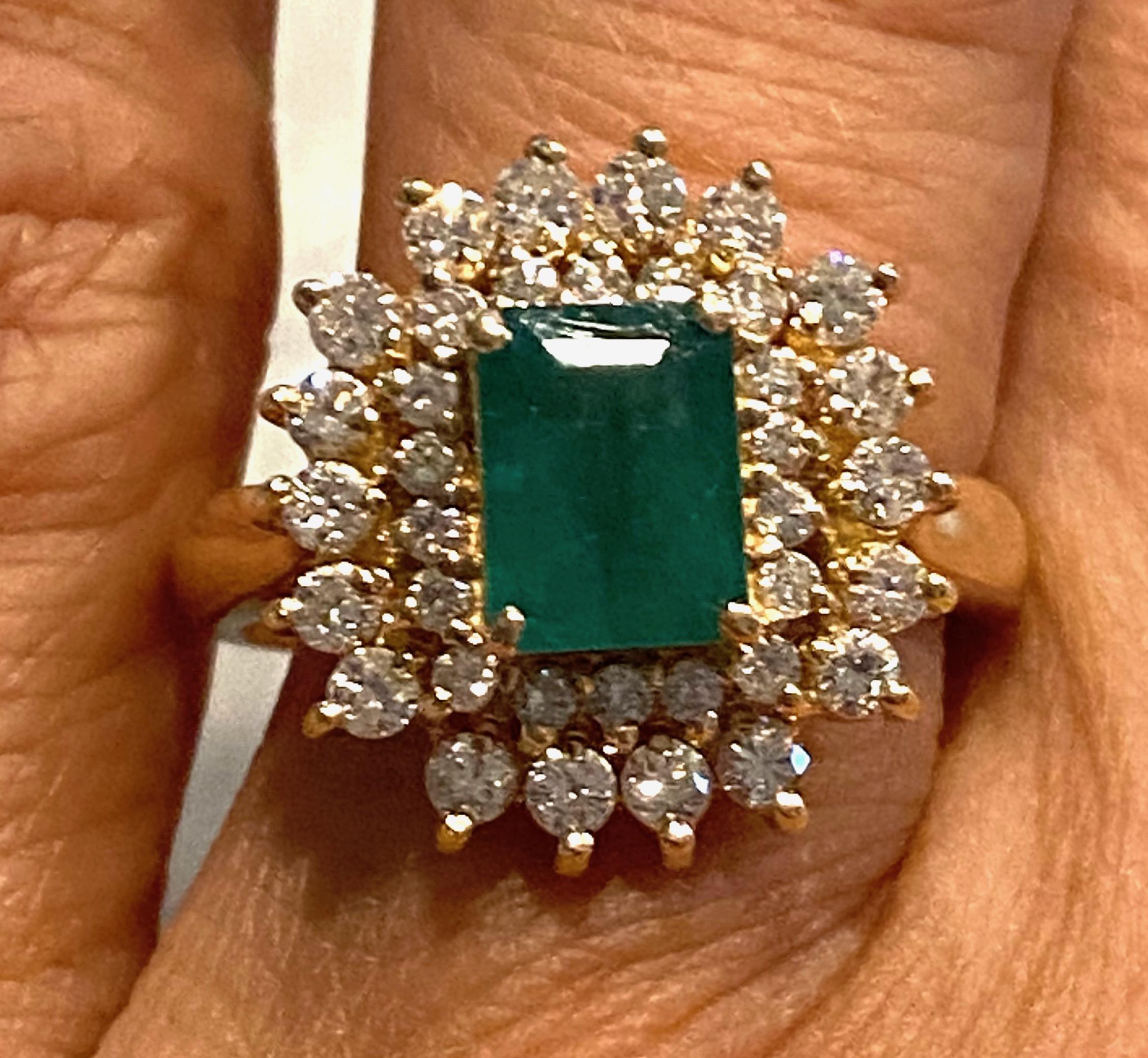 3 Carat Colombian Emerald and 1.25 Carat Diamond Cocktail Ring 2