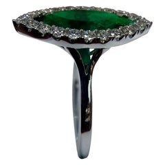 3 Carat Colombian Emerald and Diamond Halo Engagement Ring