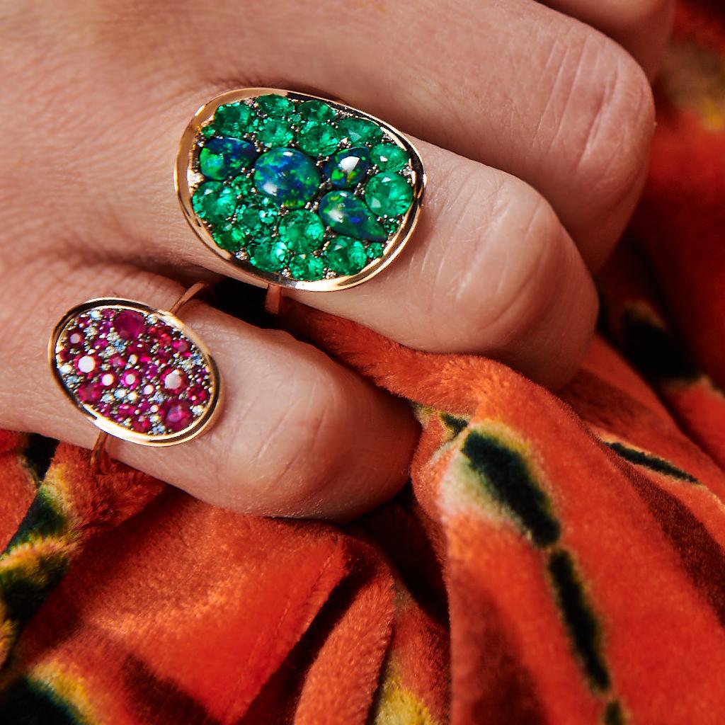 3 Carat Colombian Emerald Black Opal Diamond Pave Ring 4