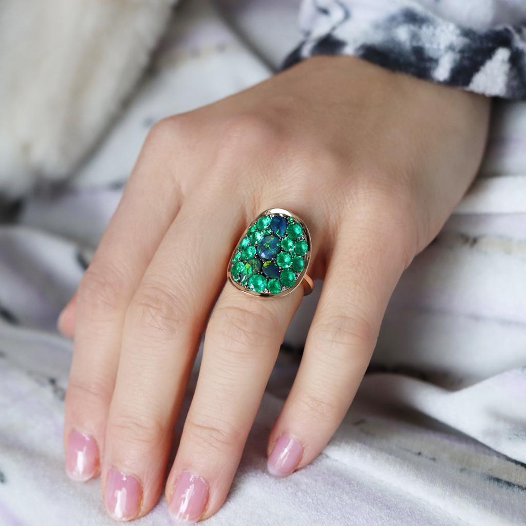 3 Carat Colombian Emerald Black Opal Diamond Pave Ring 5