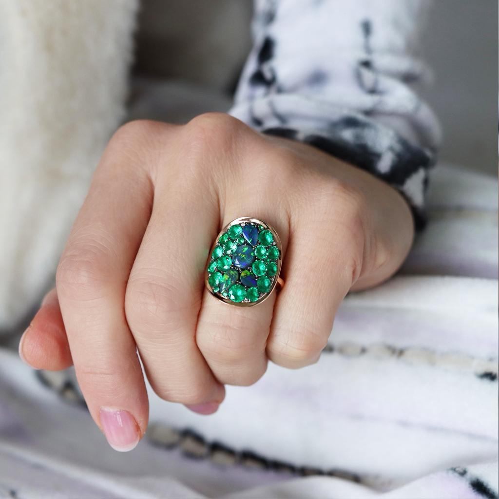 3 Carat Colombian Emerald Black Opal Diamond Pave Ring 6