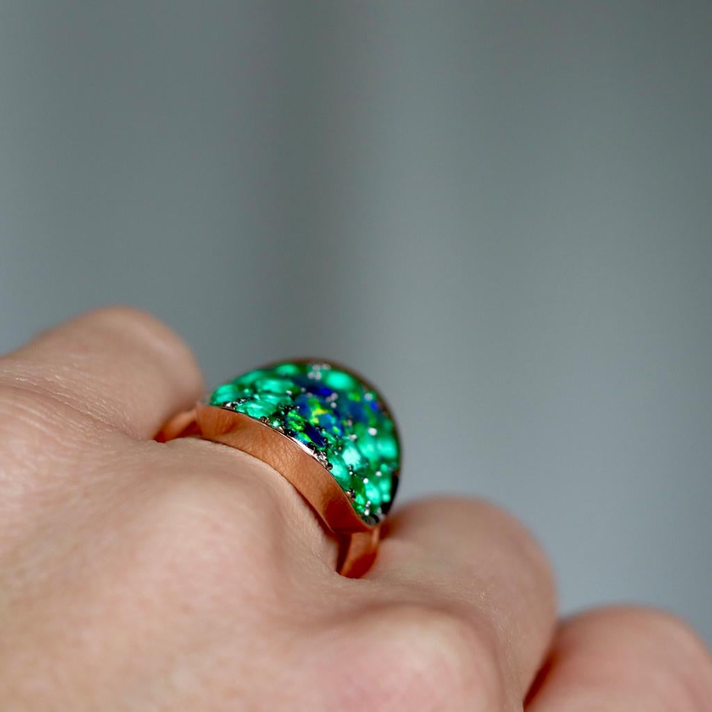 3 Carat Colombian Emerald Black Opal Diamond Pave Ring 2