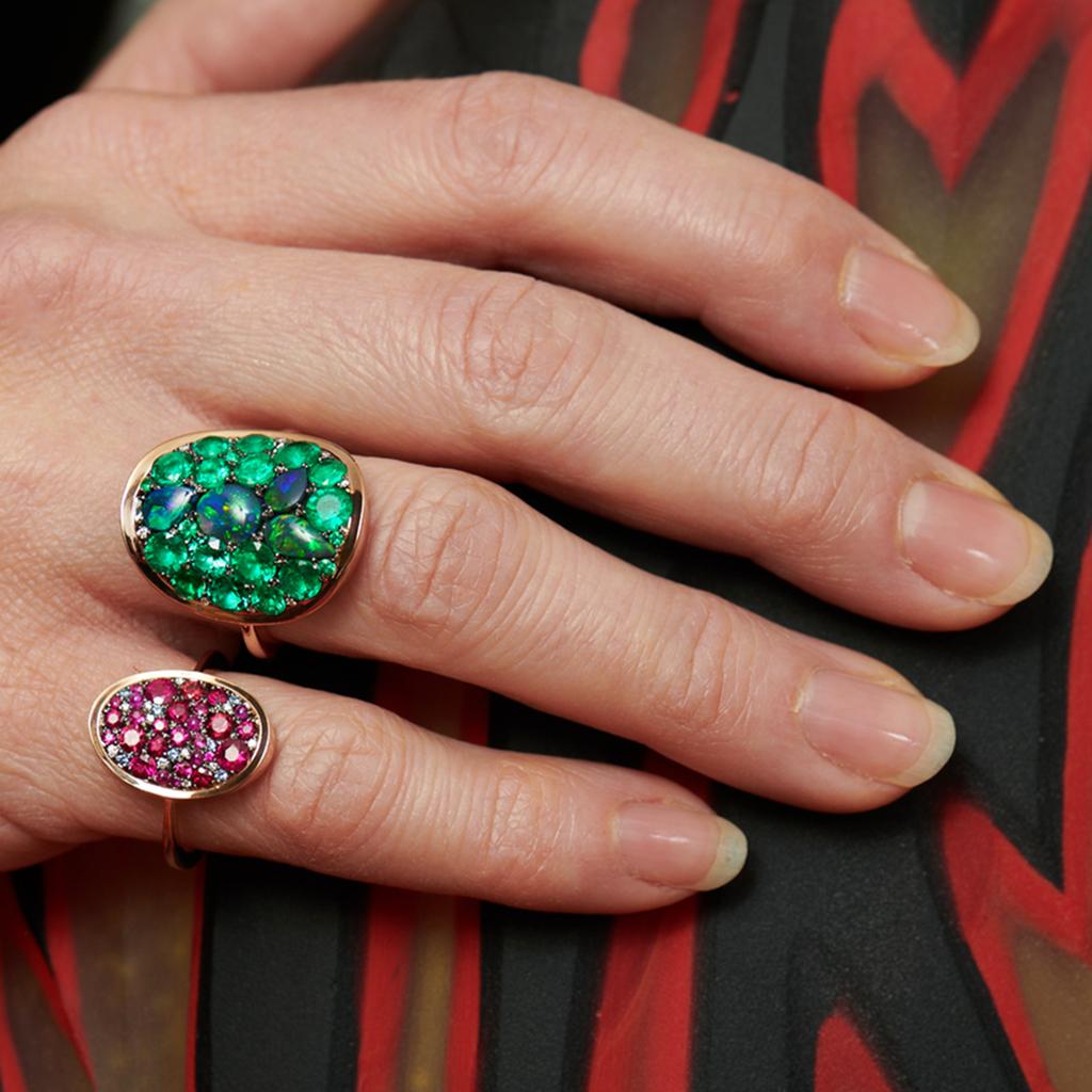 3 Carat Colombian Emerald Black Opal Diamond Pave Ring 3