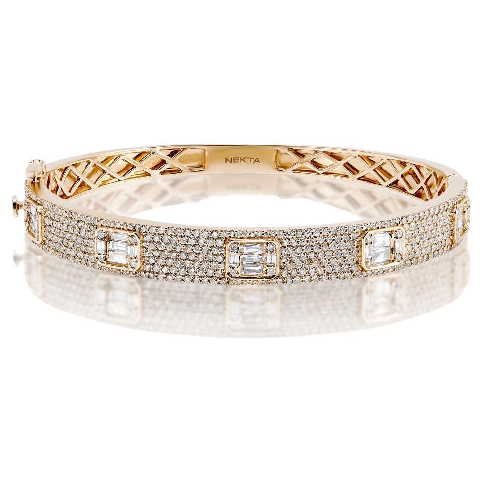 Bracelet jonc en diamants de forme mélangée certifié 3 carats en vente