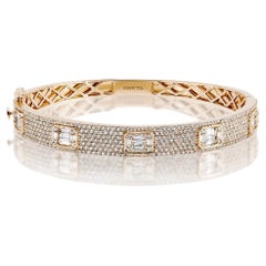 Bracelet jonc en diamants de forme mélangée certifié 3 carats