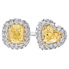 Bague de fiançailles Toi et Moi en diamants de forme mélangée de 3 carats certifiés Y