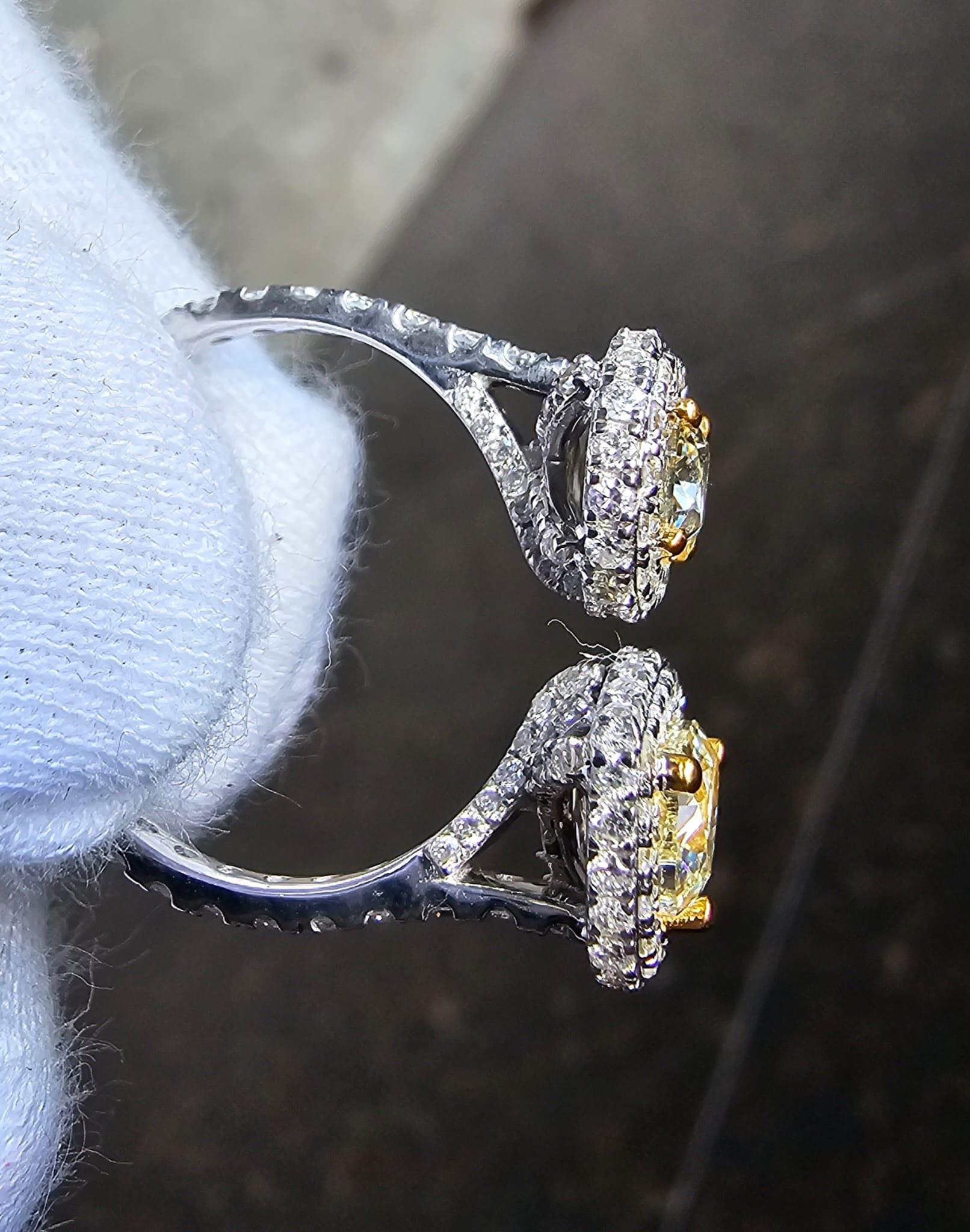 3 Carat Combine Mix Shape Diamond Engagement Toi Et Moi Ring Certified Y For Sale 1