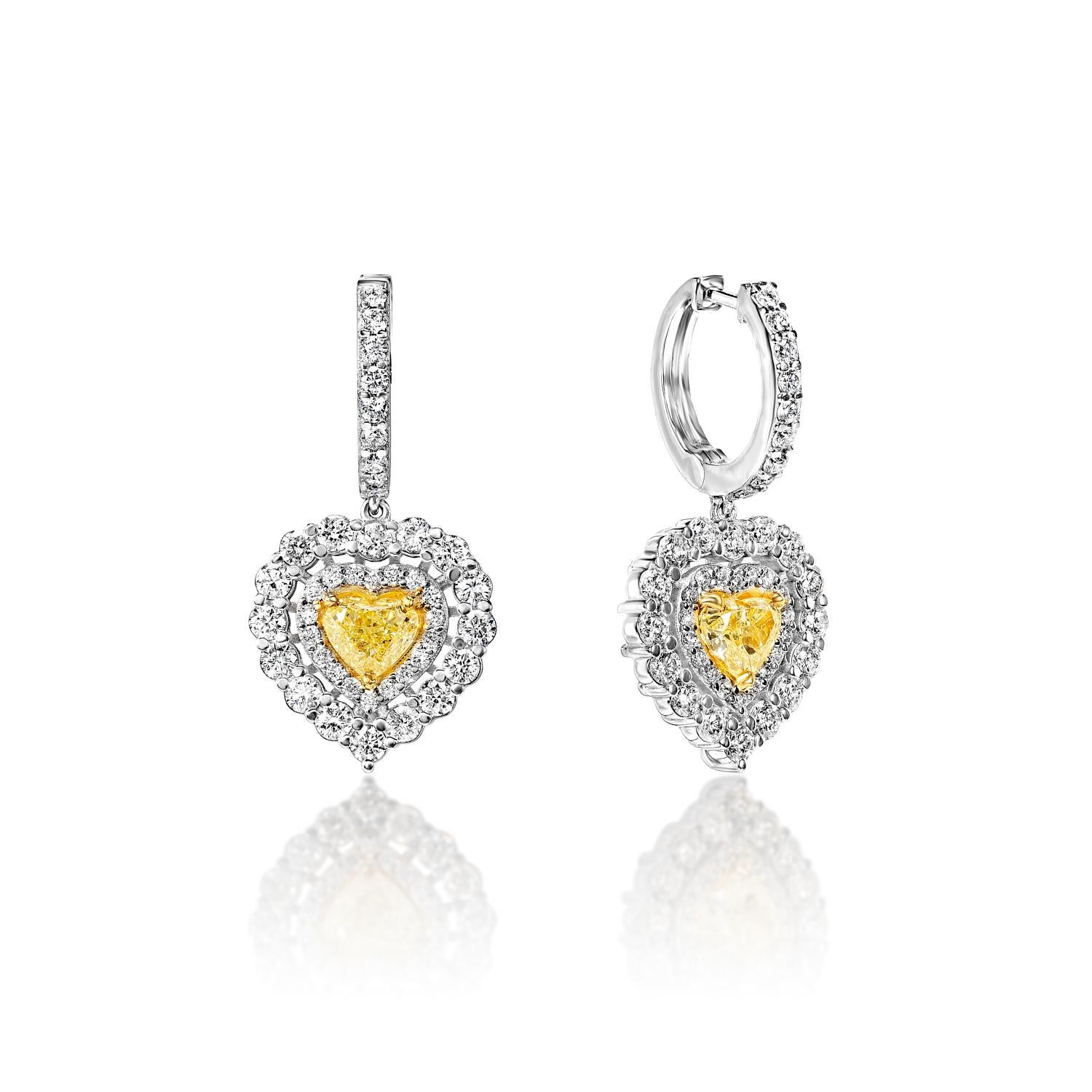 Mixed Cut 3 Carat Combine Mix Shape Heart Diamond Hanging Earrings Certified Y For Sale