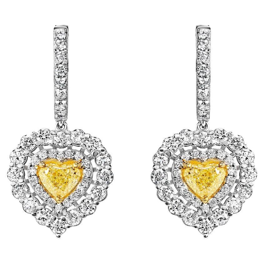 3 Carat Combine Mix Shape Heart Diamond Hanging Earrings Certified Y