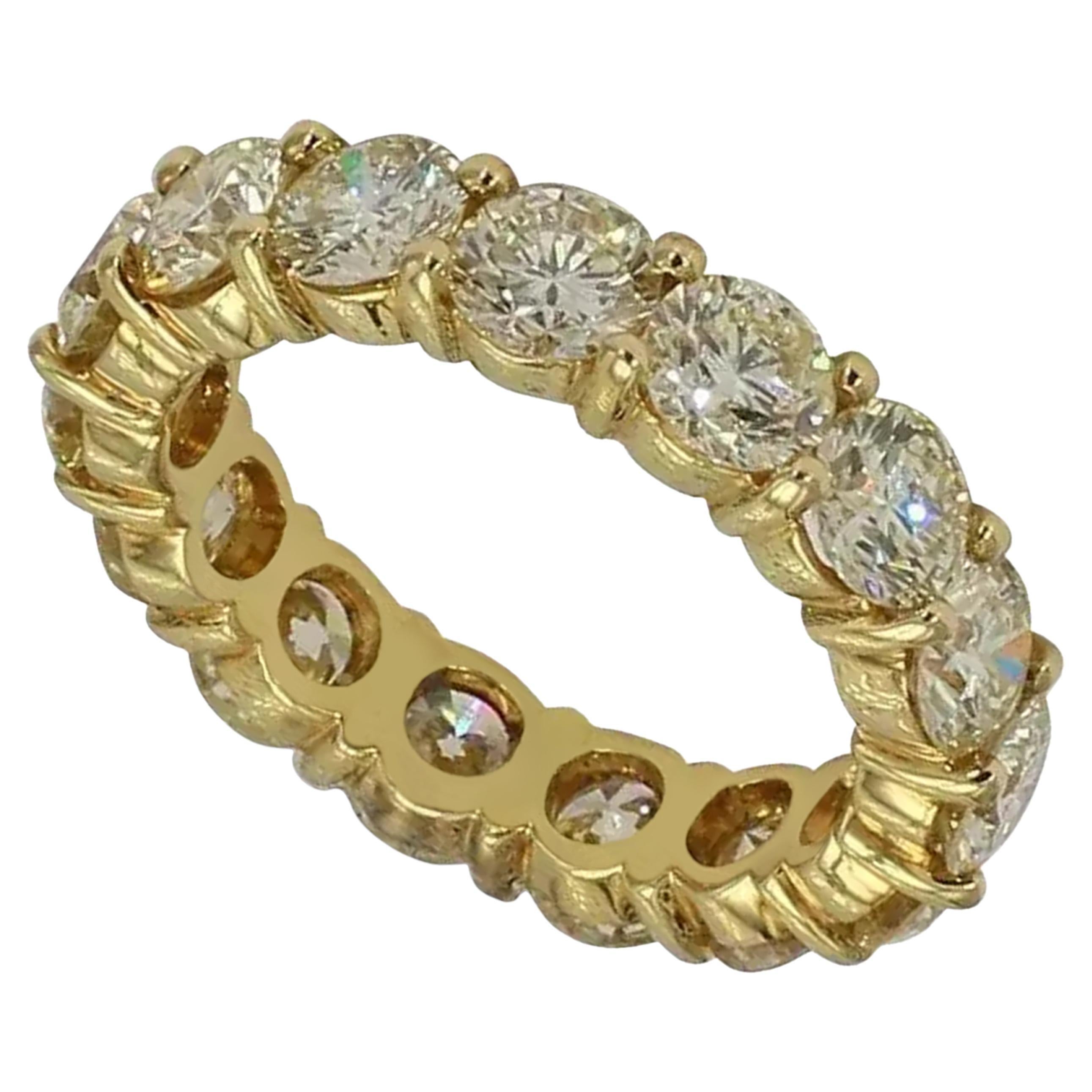 3 Carat Ct Real Natural Round Diamond Full Eternity Band Ring 14k Yellow Gold 1 For Sale