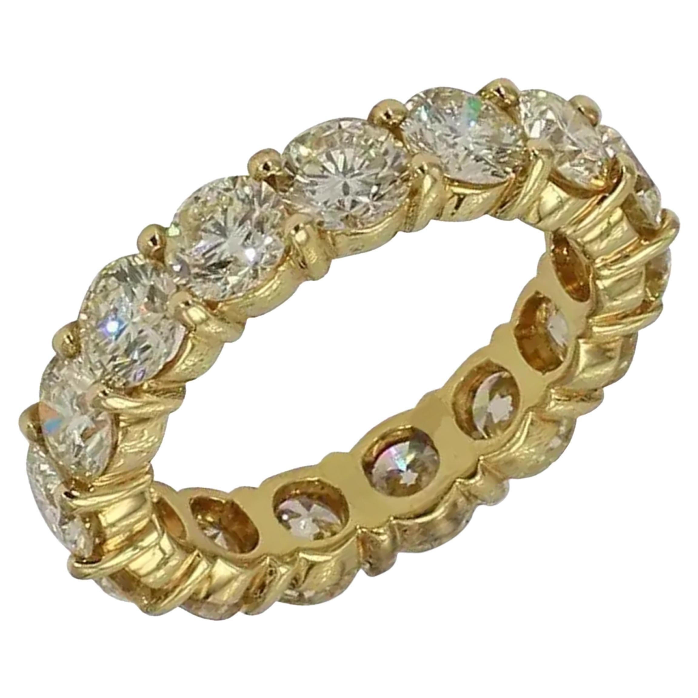 3 Carat Ct 1 Real Natural Round Diamond Full Eternity Band Ring 14k Yellow Gold For Sale