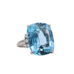 9 CT Natural Aquamarine Diamond Engagement Ring Set in 18K Gold, Cocktail Ring