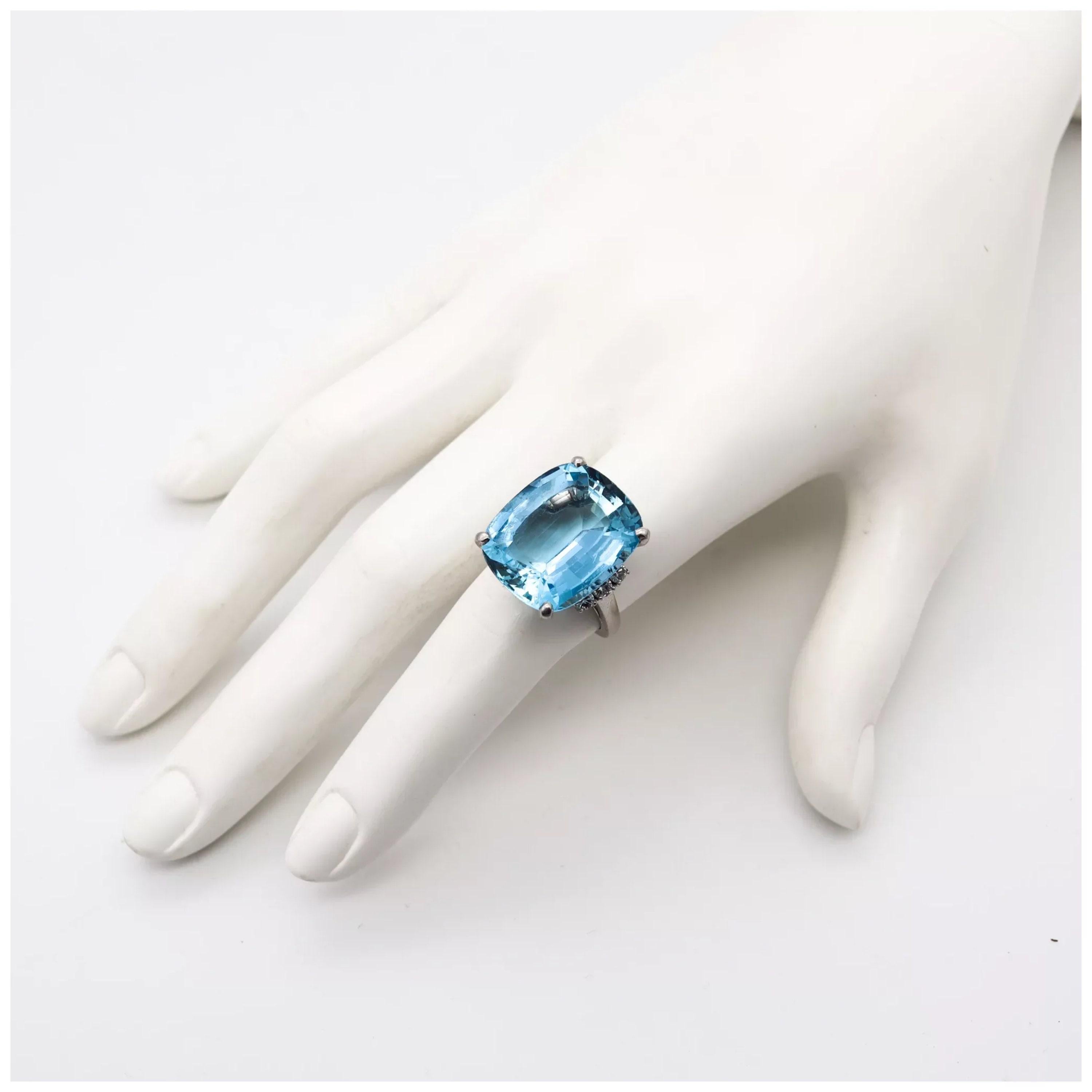in vendita:  Anello di fidanzamento con diamante acquamarina naturale 9 CT in oro 18K, anello da cocktail 6