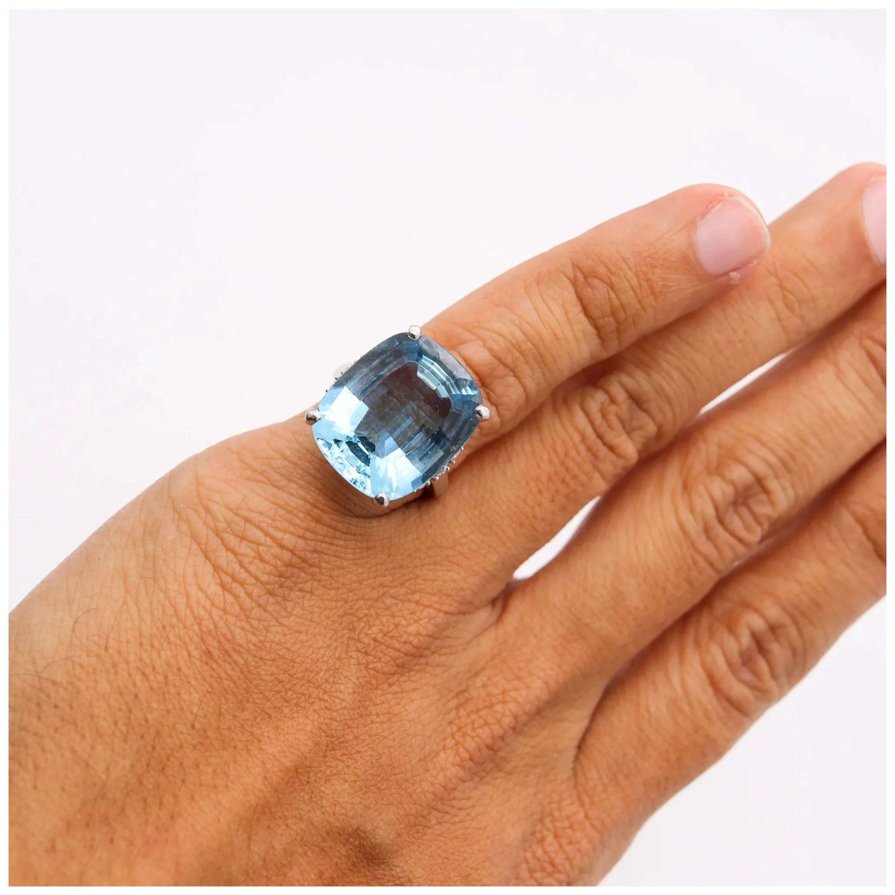 in vendita:  Anello di fidanzamento con diamante acquamarina naturale 9 CT in oro 18K, anello da cocktail 7