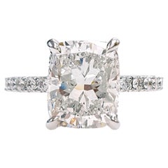 Bague de fiançailles en or blanc 18 carats, diamant taille coussin de 3 carats, certifié GIA