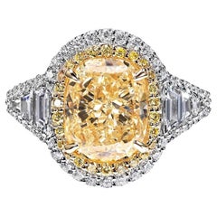 3 Carat Cushion Cut Diamond Engagement Ring GIA Certified U - V VS1