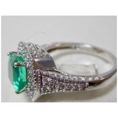 Vintage 3 CT Certified Natural Emerald Diamond Engagement Band Ring in 18K Gold