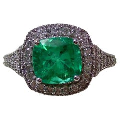3 Carat Cushion Cut Halo Emerald Diamond Engagement Ring Diamond Cocktail Ring