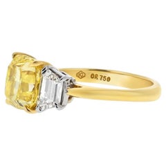 3 Carat Cushion Diamond Ring Fancy Yellow 14K Gold Rare Fancy-Color Splendour