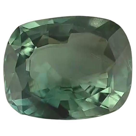 3 Carat Cushion Greenish Blue Sapphire GIA Unheated