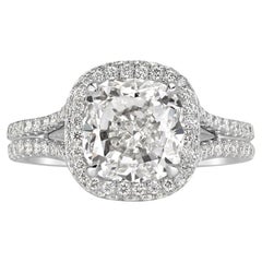 3 Carati Cuscino Dichiarazione Brilliante Bianco La regalità di tutti i giorni Anello con diamante