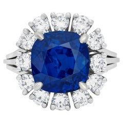 3 Carat Cushion Statement Royal Blue Sapphire 14K White Gold Modern Nobility