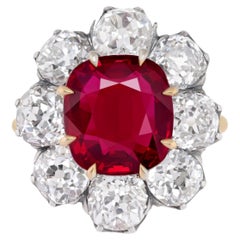 3 Carati Cuscino Dichiarazione Rubino Rosso Oro Bianco 14K Nobiltà Moderna Alta Gioielleria