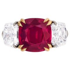 3 Carat Cushion Statement Ruby Red Gold Quiet Power Collector-Grade Diamond Ring