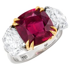 3 Carat Cushion Statement Ruby Red Gold Quiet Power Collector-Grade Diamond Ring