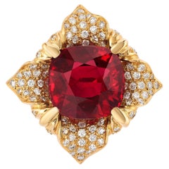 3 Carat Cushion Statement Ruby Red 14K White Gold Quiet Power Signature