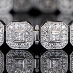 Bracciale tennis con maglie quadrate in oro bianco 18 carati e diamante da 3 carati