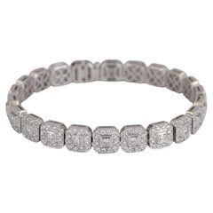 Bracciale tennis con maglie quadrate in oro bianco 18 carati e diamante da 3 carati
